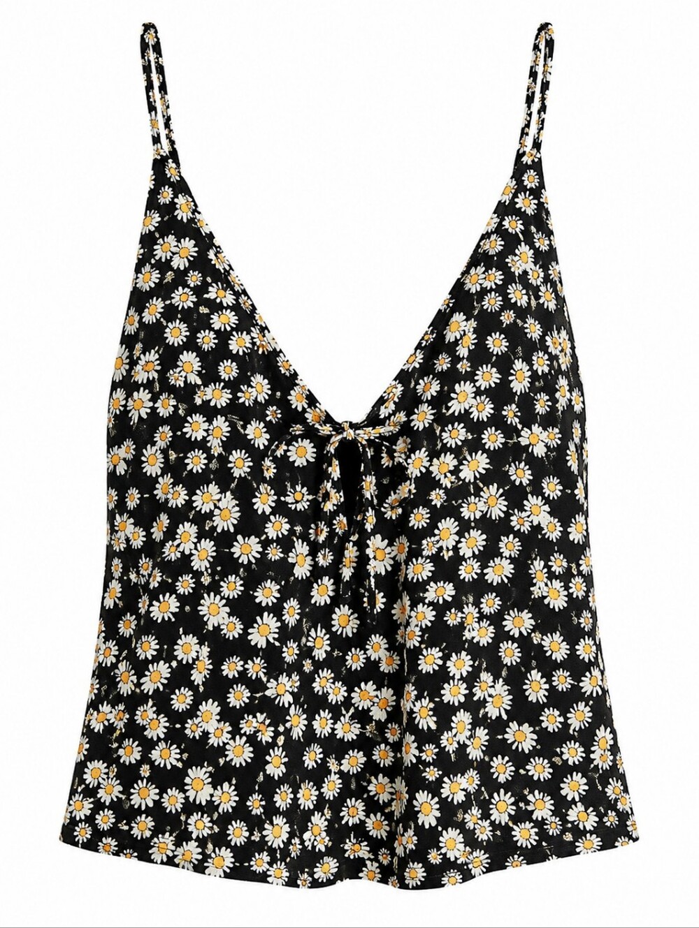Hurley Black Daisy Print Tie-Front Tank